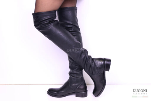 Stivale cuissardes in pelle nero </br> D984 Scarpe donna