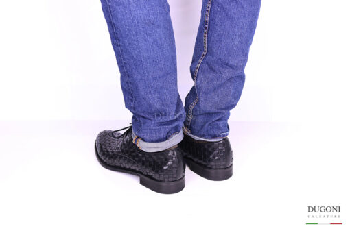 Derby in pelle intrecciata nera – Brecos </br> U247 Calzature uomo