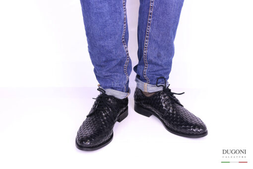 Derby in pelle intrecciata nera – Brecos </br> U247 Calzature uomo