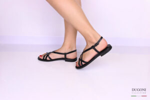 Sandalo multicinturino nero </br> D1076 Sandali bassi