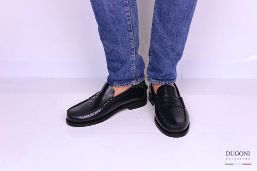 Mocassino tipo college abrasivato blu </br> U274 Calzature uomo