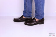 Mocassino in pelle abrasivata bordeaux </br> U276 Calzature uomo