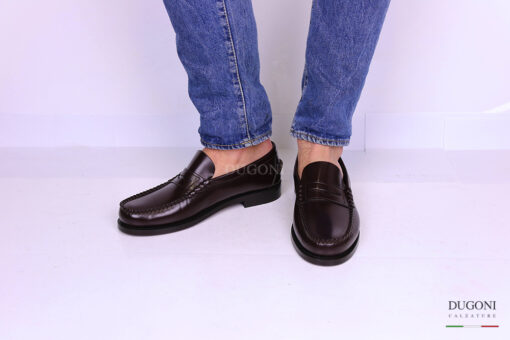 Mocassino in pelle abrasivata bordeaux </br> U276 Calzature uomo