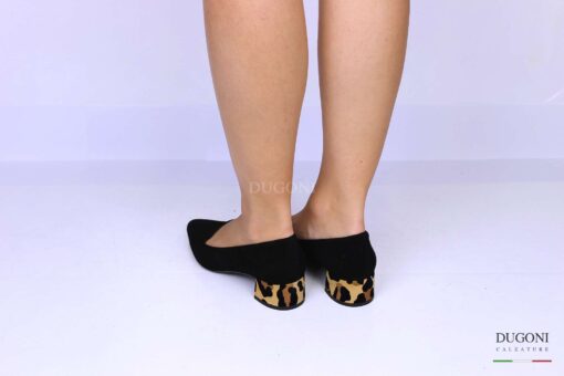 Décolleté sfilato nero con tacco leopardato </br> D1202 Ballerine