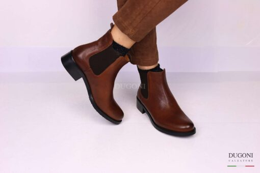 Stivaletto in pelle marrone con sfumature   </br> D1214 Scarpe donna