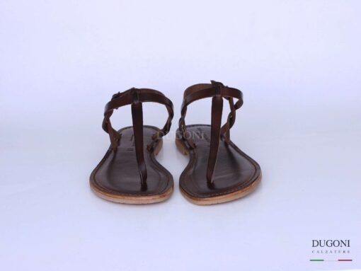 Sandalo infradito in pelle marrone <br/> D1290 Sandali bassi