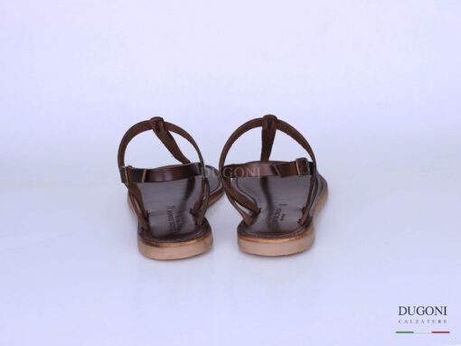Sandalo infradito in pelle marrone <br/> D1290 Sandali bassi