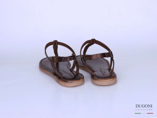 Sandalo infradito in pelle marrone <br/> D1290 Sandali bassi
