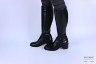 Stivale liscio in pelle nera <br> D1312 Scarpe donna