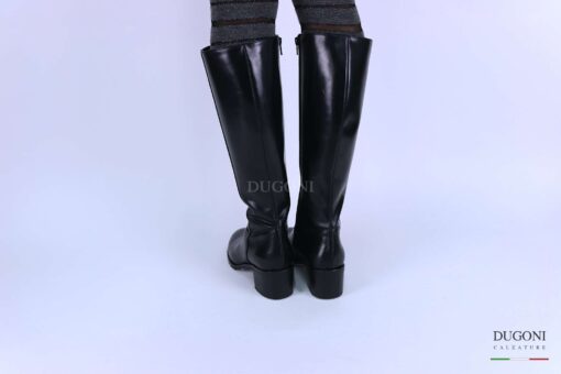 Stivale liscio in pelle nera <br> D1312 Scarpe donna