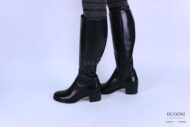 Stivale liscio in pelle nera <br> D1312 Scarpe donna