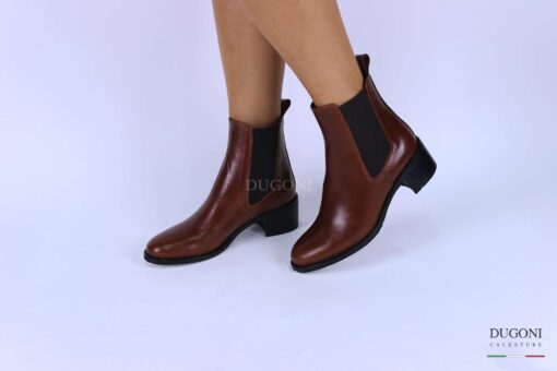Stivaletto in pelle marrone chiaro tacco50 </br> D1316 Scarpe donna