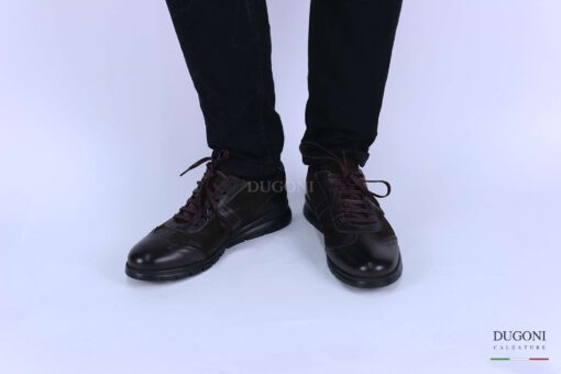 Sneakers in nappa glove e nabuk marrone – BELLO’</br> U316 Calzature uomo