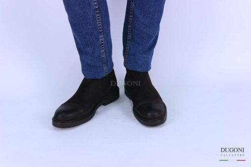 Stivaletto con elastici  in nabuk marrone  – BELLO’ </br> U319 Calzature uomo