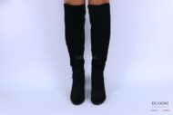 Stivale cuissard in camoscio nero mezzo tacco <br> D1342 Scarpe donna