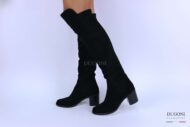 Stivale cuissard in camoscio nero mezzo tacco <br> D1342 Scarpe donna