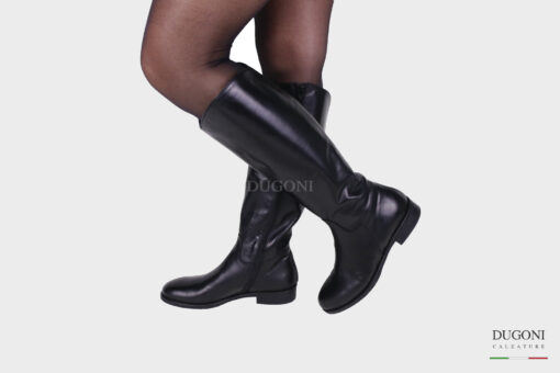 Stivale pelle nera gambale XL </br> D1358 Scarpe donna