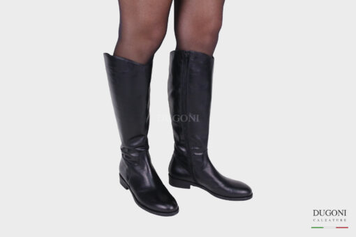 Stivale pelle nera gambale XL </br> D1358 Scarpe donna