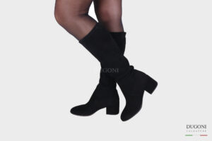 Stivale elasticizzato in camoscio nero  </br> D1355 Scarpe donna