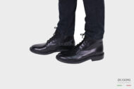 Anfibio in pelle nero liscio – BRECOS <br>U325 Calzature uomo