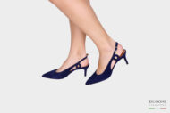 Slingback camoscio blu </br> D1379 Outlet
