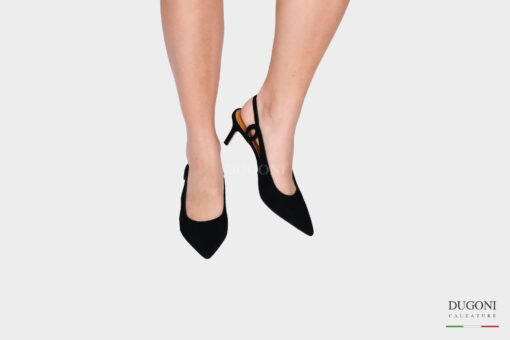 Slingback camoscio nero </br> D1380 Outlet