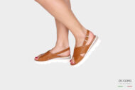 Sandalo con zeppa in pelle di nappa cuoio </br> D1397 Sandali bassi
