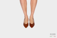 Slingback pelle marrone chiaro </br> D1372 Outlet
