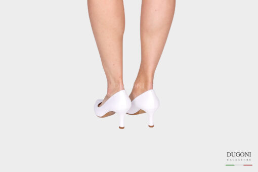 Décolleté sfilato in pelle bianco</br>D1366 COLLEZIONE SPOSA