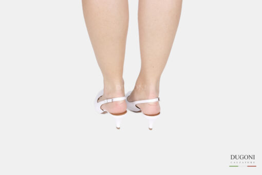 Slingback pelle bianca </br> D1415 COLLEZIONE SPOSA