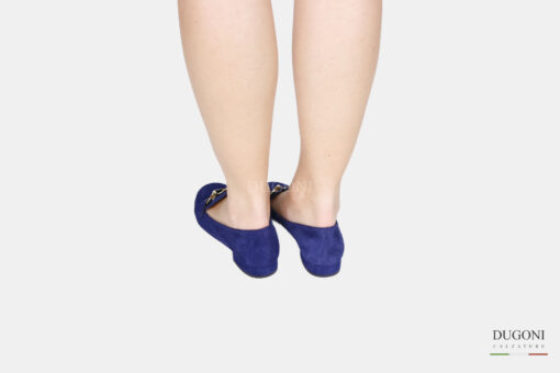Mocassino camoscio blu con catena </br> D1424 Mocassini