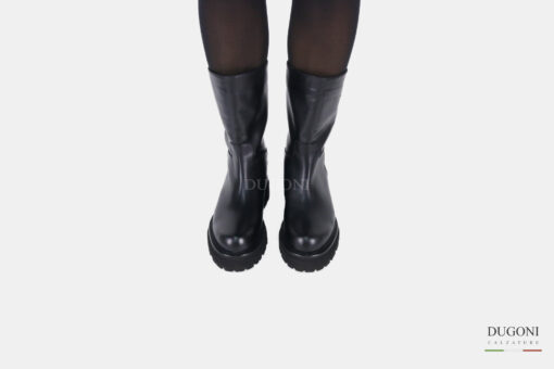 Stivale a tubo in pelle nero </br> D1453 Scarpe donna