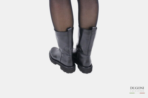 Stivale a tubo in pelle nero </br> D1453 Scarpe donna