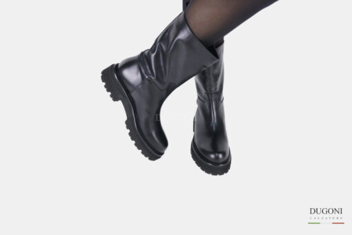Stivale a tubo in pelle nero </br> D1453 Scarpe donna
