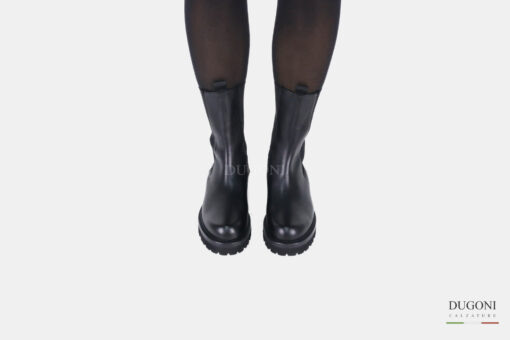 Stivale in pelle nero con elastici </br> D1544 Scarpe donna