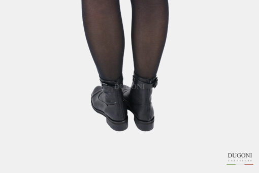 Stivaletto tris in pelle nero  </br> D1442 Anfibi