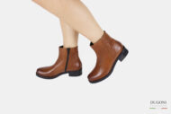 Stivaletto marrone chiaro con cerniera  </br> D1443 Scarpe donna