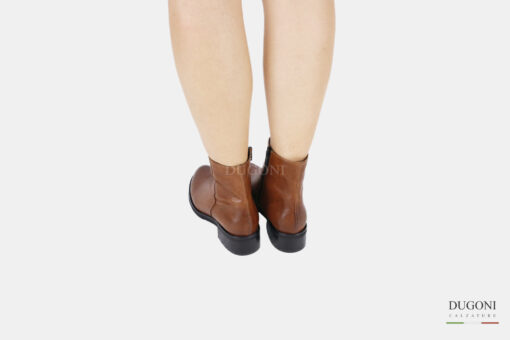 Stivaletto marrone cuoio con cerniera  </br> D1443 Scarpe donna