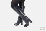 Stivale pelle nero a tubo con tacco</br> D1457 Scarpe donna