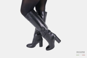 Stivale pelle nero a tubo con tacco</br> D1457 Scarpe donna