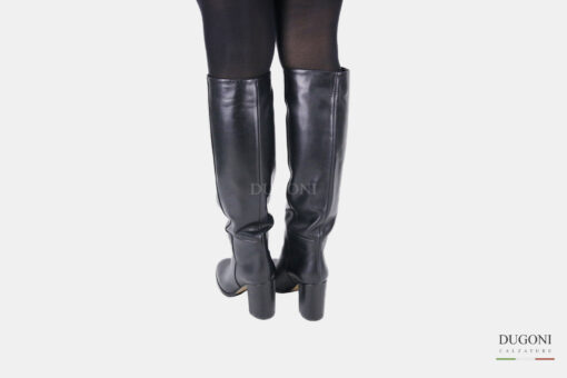 Stivale pelle nero a tubo con tacco</br> D1457 Scarpe donna