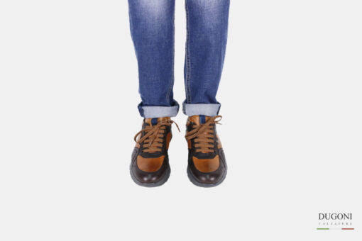 Sneakers in pelle bicolor – BELLO’ </br> U342 Calzature uomo