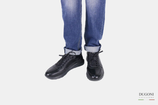 Sneakers in pelle nera – BELLO’ </br> U341 Calzature uomo