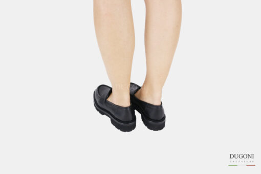Mocassino carrarmato Ex-L  in pelle nero </br> D1472 Mocassini