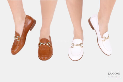 Mocassino  in pelle bianco <br/> D1510 Mocassini