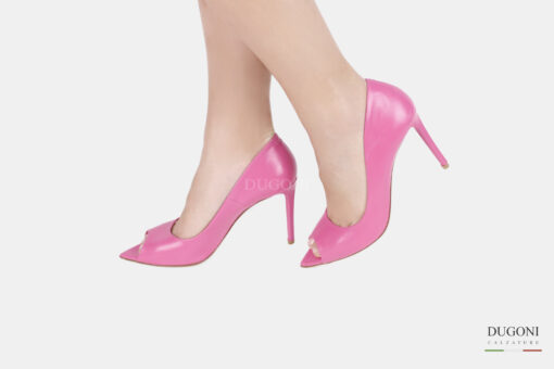 Décolleté spuntata in pelle fucsia <br/>D1494 COLLEZIONE SPOSA