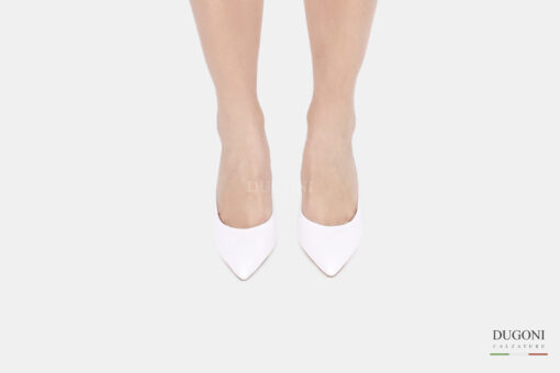 Décolleté sfilata in pelle bianca <br/>D1495 COLLEZIONE SPOSA