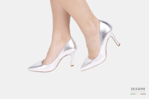 Décolleté sfilata in pelle argento<br/> D1496 COLLEZIONE SPOSA