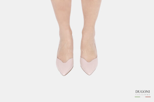 Décolleté con scollo a cuore in pelle cipria  <br/>D1498 COLLEZIONE SPOSA