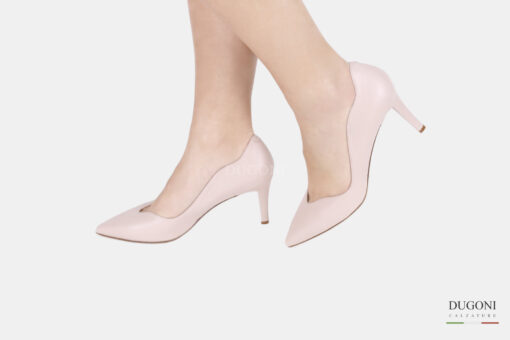 Décolleté con scollo a cuore in pelle cipria  <br/>D1498 COLLEZIONE SPOSA